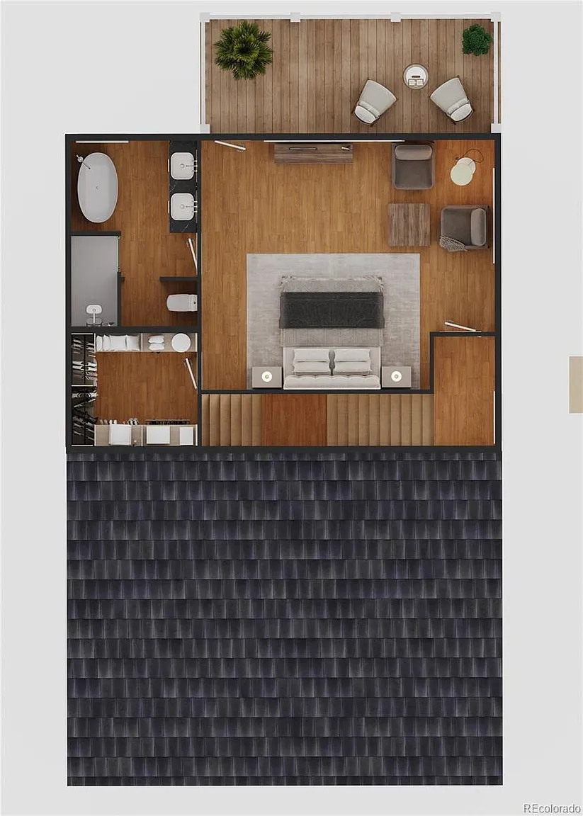 Primary bedroom rendering of 201 W Henrietta Ave townhome