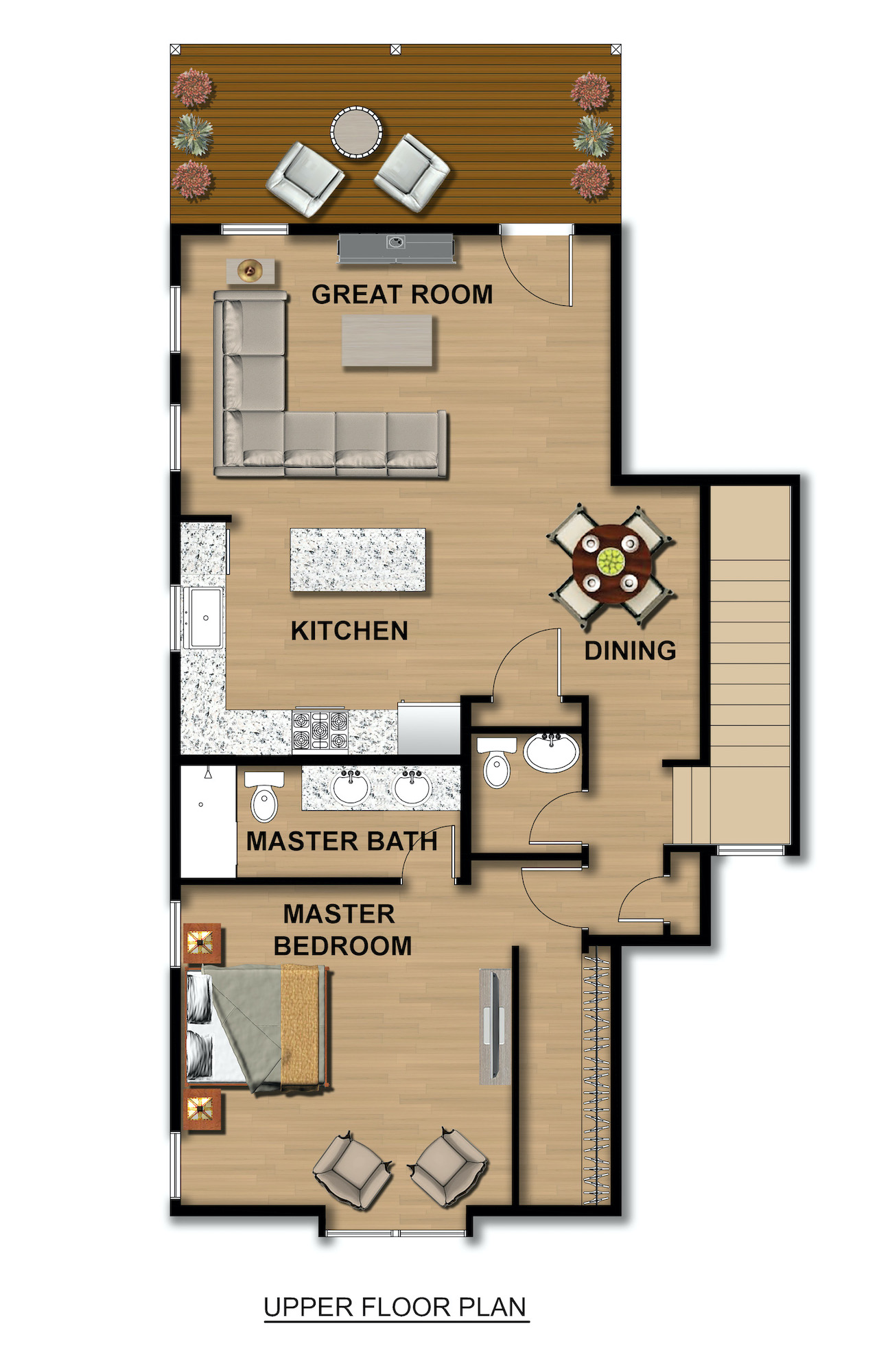 Upstairs floorplan of Spruce Haven townhomes