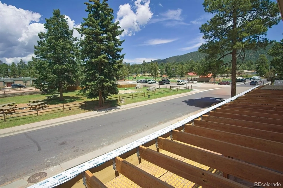 View of Woodland Park's Memorial Park from front deck of 201 W Henrietta Ave townhome